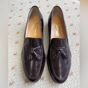 Salvatore Ferragamo Men's Espresso Leather Tassel Loafers